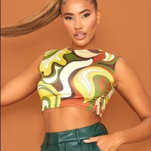 PLT Slinky Abstract Crop Tank
